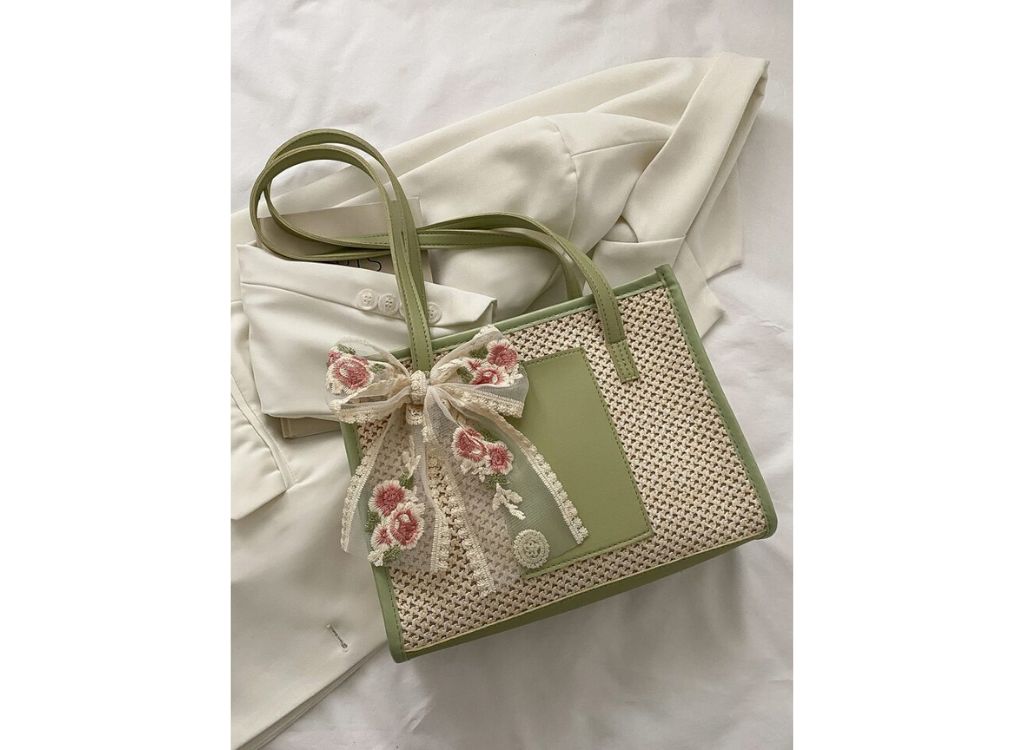 Fashion Hollow Out Woven Flower Design Scarf Shoulder Bag