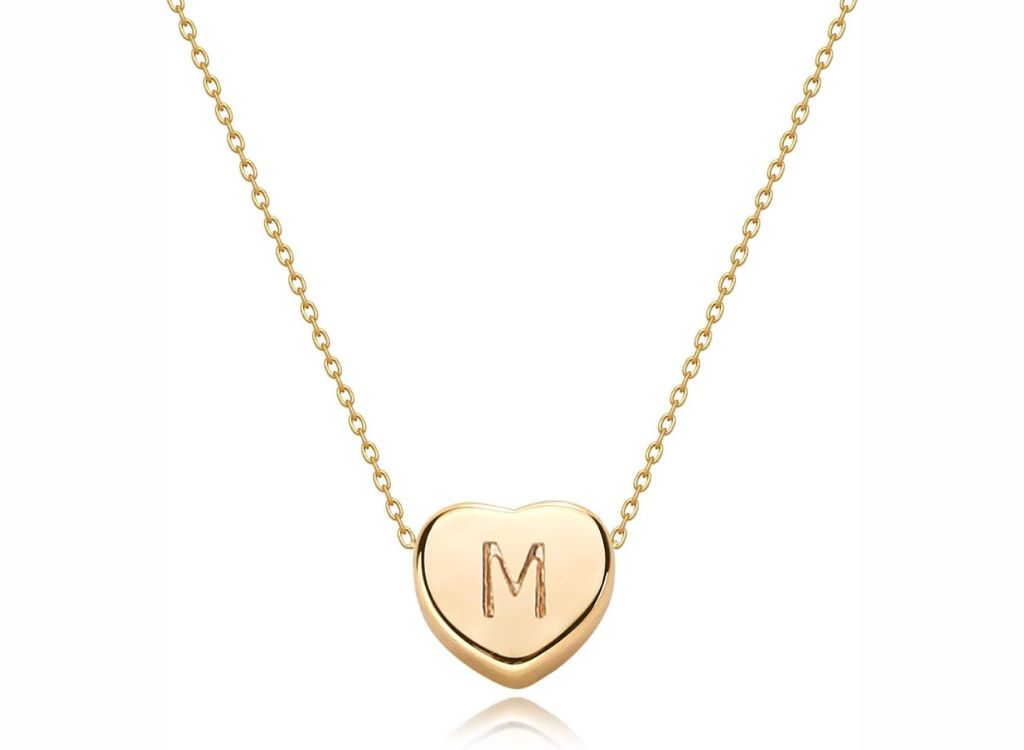 Tiny Gold Initial Heart Necklace